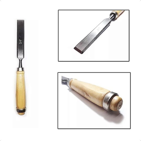 Formão Cabo Madeira 3/4” Corpo Aço Carbono Profissional