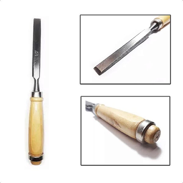 Formão Cabo Madeira 1/2” Corpo Aço Carbono Profissional