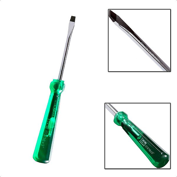 Chave de Fenda Transparente Verde 3/16 X 3 Imantada