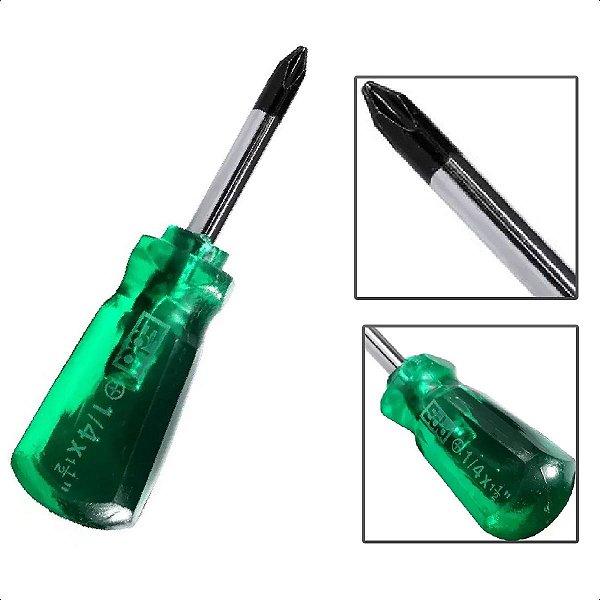 Chave Philips Toco Transparente Verde 1/4 X 1-1/2 Imantada