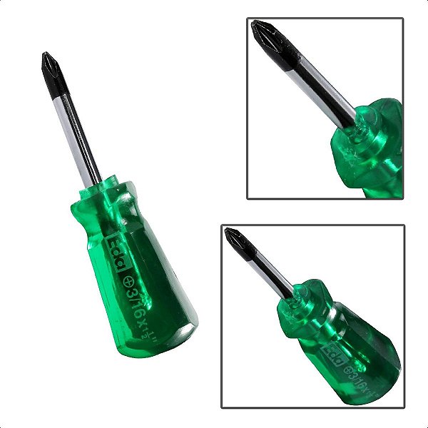Chave Philips Toco Transparente Verde 3/16  X 1-1/2 Imantada