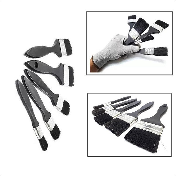 Kit de Pinceis Pintura com 5 peças Parede Madeira Ferro