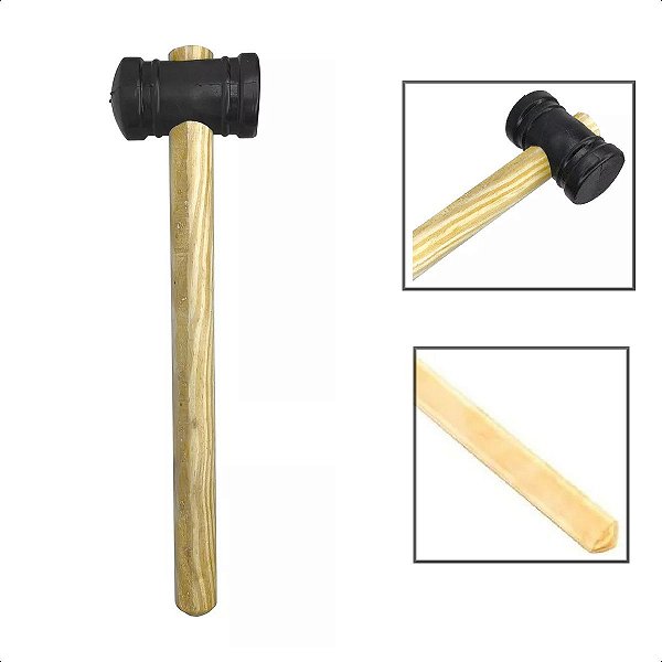 Martelo De Borracha Policloreto Vinila Preto 40mm Azulejista