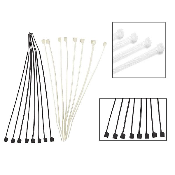 Abraçadeira Nylon 2,5X200mm C/100 Pcs Fios Cabos