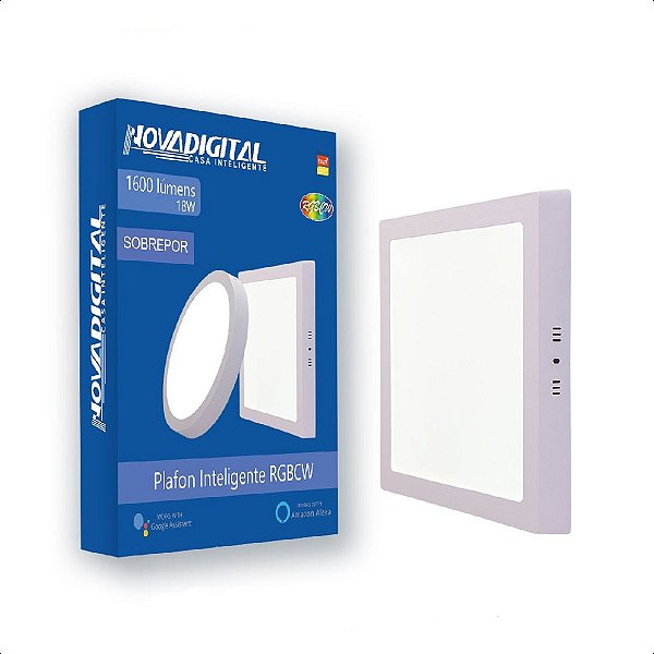 Luminária Plafon Led RGB Wifi Intel Quadra Sobre 18W