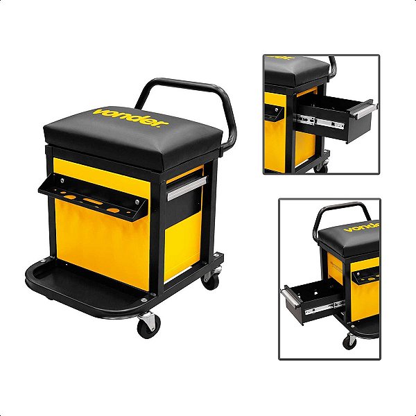 Banqueta Organiza Porta-Ferramentas Com Gaveta Assento Macio