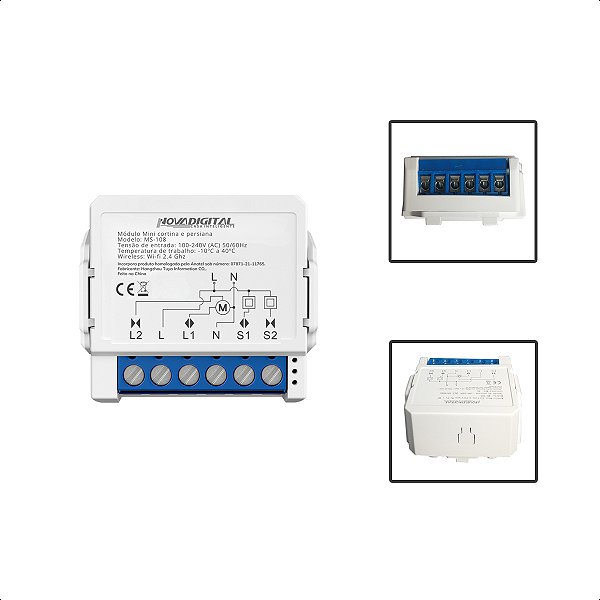 Mini Módulo Relé P/Cortina Persiana WiFi+RF433Mhz Inteligent