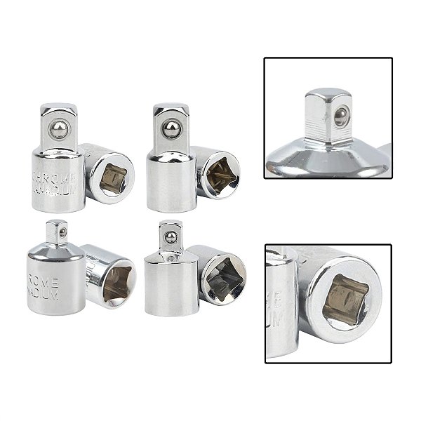 Kit 4 Adaptador de Soquete Macho Fêmea 1/4 3/8 1/2 Aço CRV