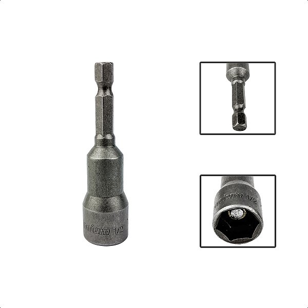 Soquete Magnético Canhão Parafusadeira Sextavado 1/2 65mm