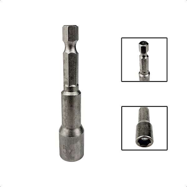 Soquete Magnético Canhão Parafusadeira Sextavado 5/16 65mm