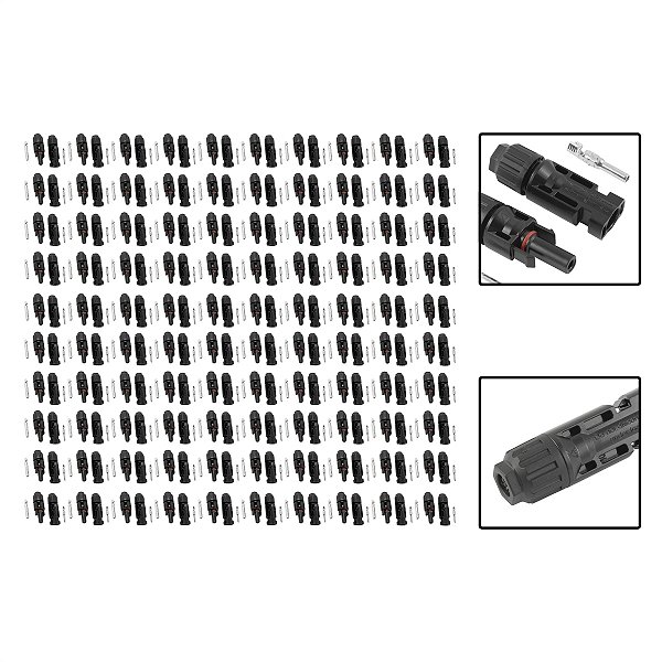Kit 100 Pares de Conectores MC4 Para Sistemas Fotovoltaico