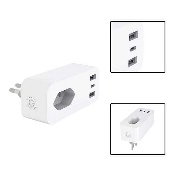 Tomada Inteligente 16A Com Entradas USB e USB-C