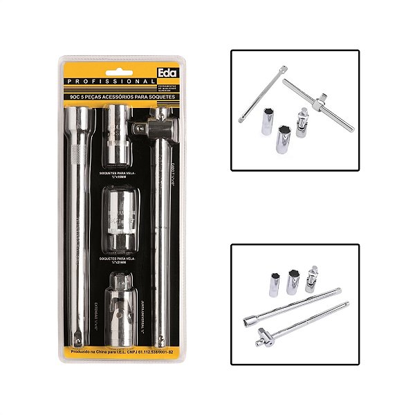 Jogo de Chave de Vela c/ Extensão 16 e 21mm 5pçs