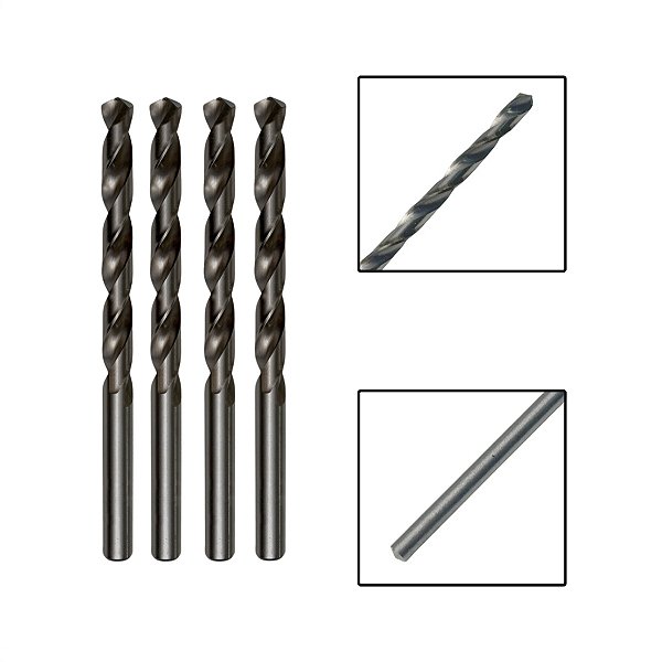 Kit 4 Brocas Paralelas De Aço Rápido HSS 2,5mm