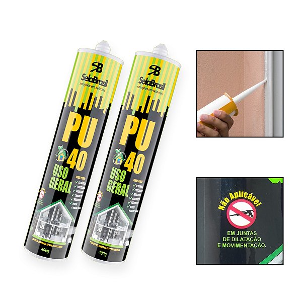 Kit 2 Cola Adesiva Selante PU40 Poliuretano Uso Geral Branco