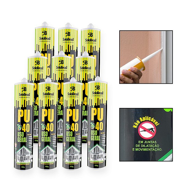 Kit 10 Cola Adesiva Selante PU40 Poliuretano Uso Geral Cinza