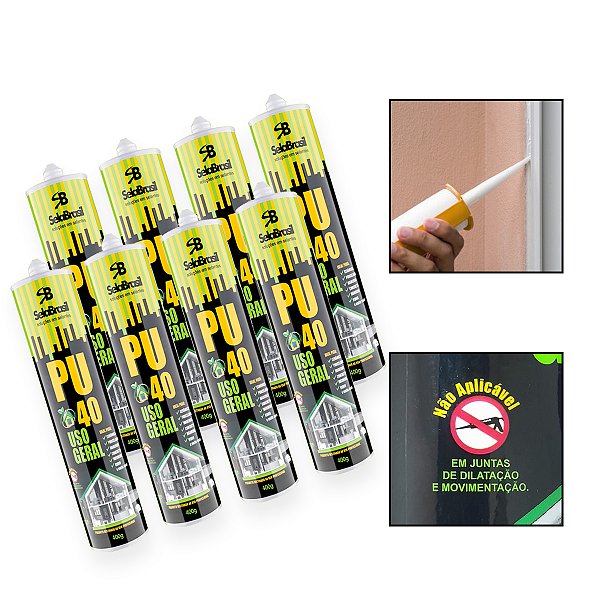 Kit 8 Cola Adesiva Selante PU40 Poliuretano Uso Geral Cinza