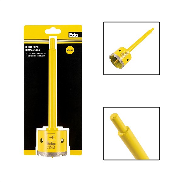 Serra Copo Diamantada 53mm Com Haste 170mm