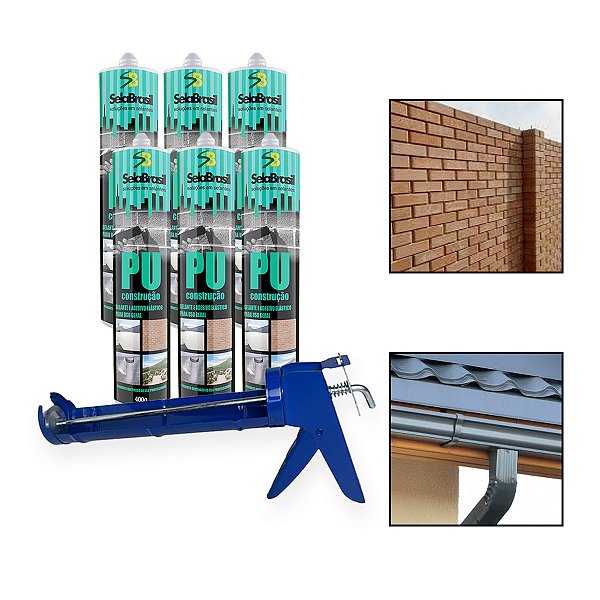 Kit 6 Cola Selante PU Construção 400g Branco c/ aplicador