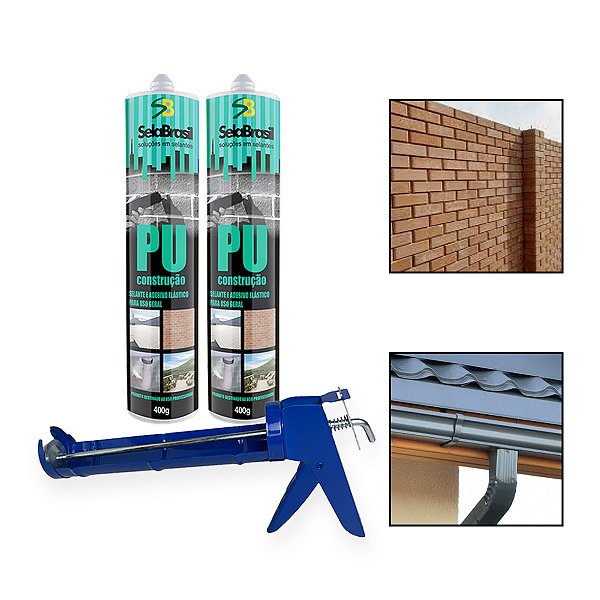 Kit 2 Cola Selante PU Construção 400g Branco c/ aplicador