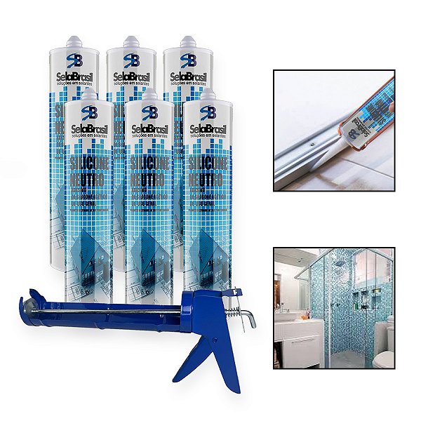Kit 6 Silicone Neutro Incolor Uso Geral c/ aplicador