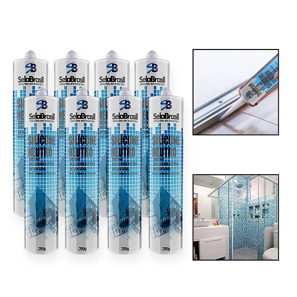 Kit 8 Silicone Neutro Incolor Transparente Tubo Uso Geral