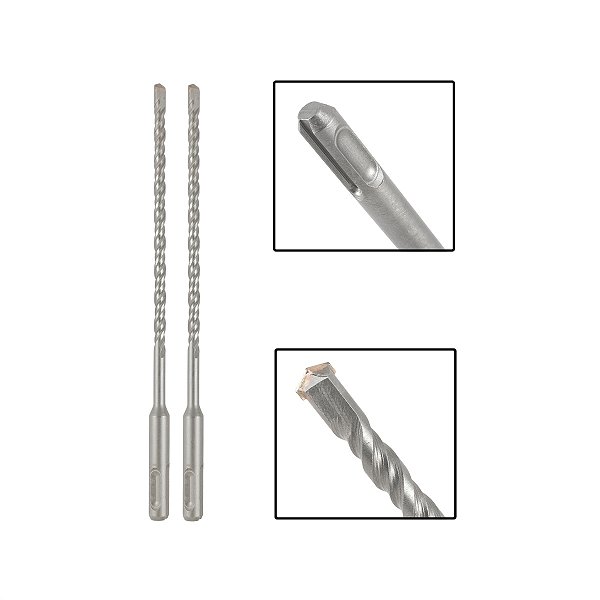 Jogo 2 Brocas SDS Plus 6X310 mm Aço Carbono Tungstênio