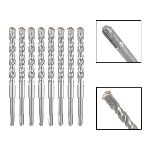 Jogo 8 Brocas SDS Plus 18x210 mm Aço Carbono Tungstênio