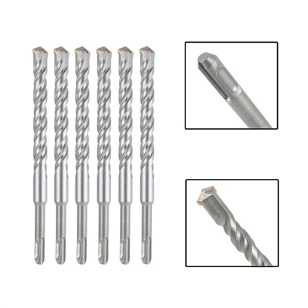 Jogo 6 Brocas SDS Plus 18x210 mm Aço Carbono Tungstênio