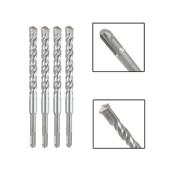 Jogo 4 Brocas SDS Plus 18x210 mm Aço Carbono Tungstênio