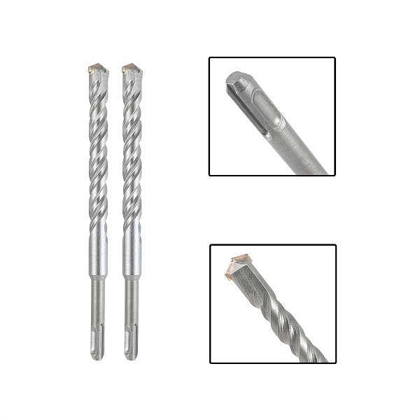 Jogo 2 Brocas SDS Plus 18x210 mm Aço Carbono Tungstênio