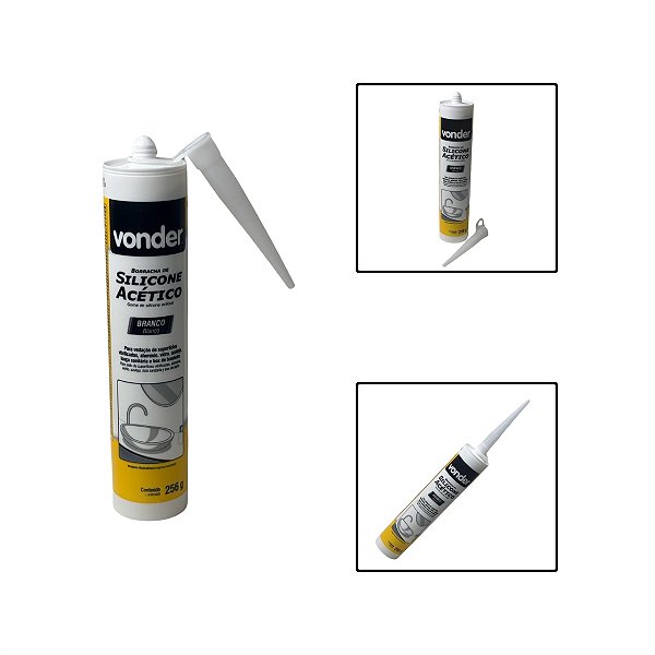 Borracha Silicone Acético Branco 256g Azulejo Vidro Box Pia