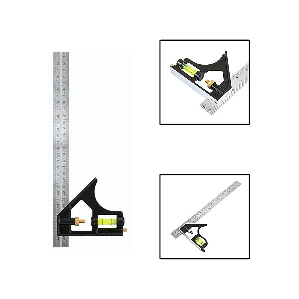 Esquadro Combinado Nível Régua 300mm 30cm 12 Polegadas