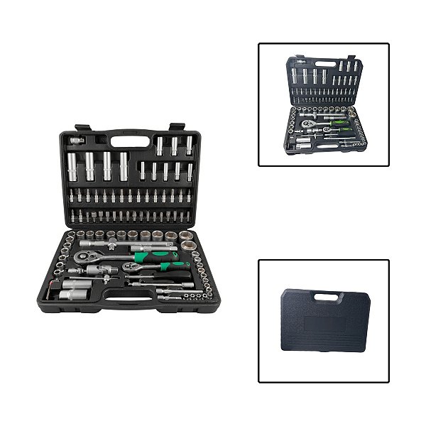 Maleta Ferramentas Soquetes Catraca Enc 1/4" E 1/2" 94 Peças