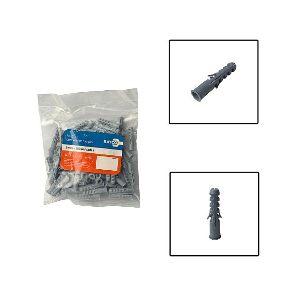 Pacote Bucha Fixa Com Anel 5x25mm 100 Unidades