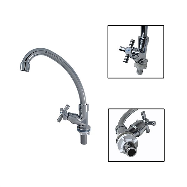 Torneira Cozinha Balcão Bancada Abs Cromado 1/2"