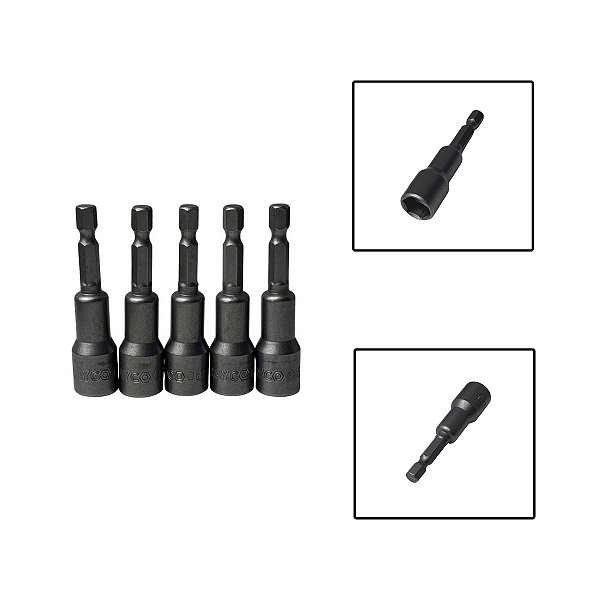 Jogo Soquete Sextavado 7/16X65mm Cromo Vanádio 5 pçs