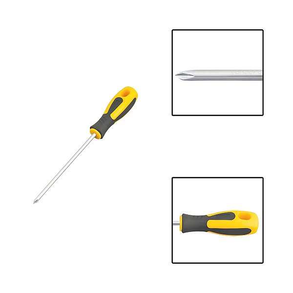 Chave Phillips 1/4" x 6" Ponta Magnética Cabo Emborrachado