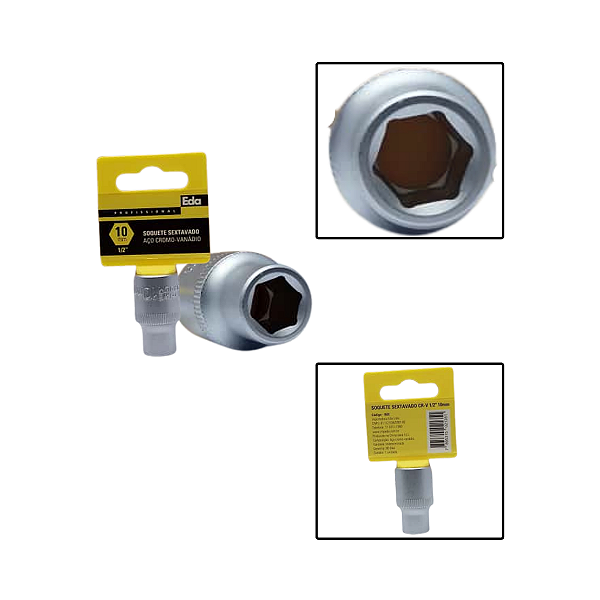 Soquete Sextavado Crv 1/2" 10mm Fosco