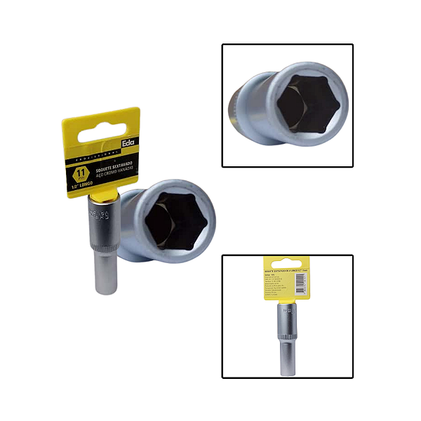 Soquete Sextavado Crv Longo 1/2" 11mm Fosco
