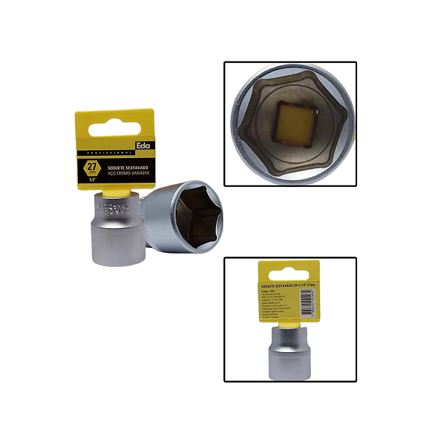 Soquete Sextavado Crv 1/2" 27mm Fosco