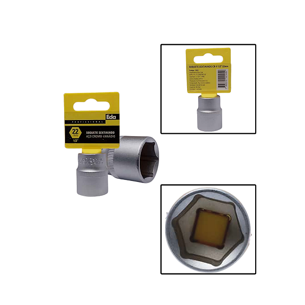 Soquete Sextavado Crv 1/2" 22mm Fosco