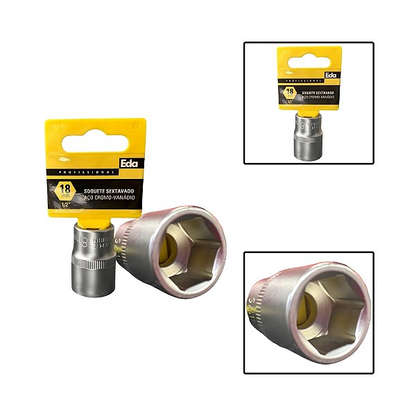 Soquete Sextavado Crv 1/2" 18mm Fosco