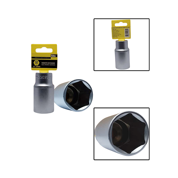 Soquete Sextavado Crv Longo 1/2" 32mm Fosco