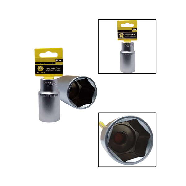 Soquete Sextavado Crv Longo 1/2" 30mm Fosco
