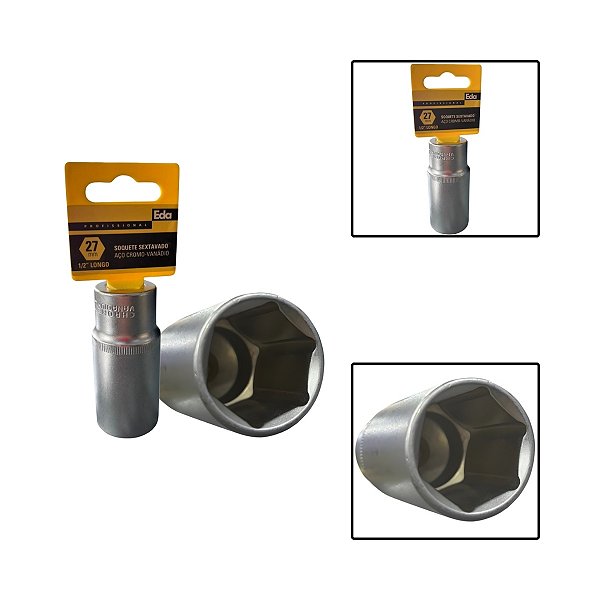 Soquete Sextavado Crv Longo 1/2" 27mm Fosco