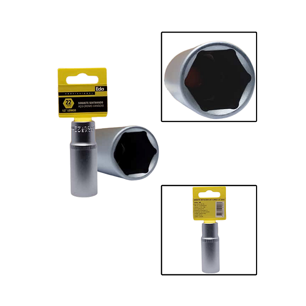 Soquete Sextavado Crv Longo 1/2" 22mm Fosco