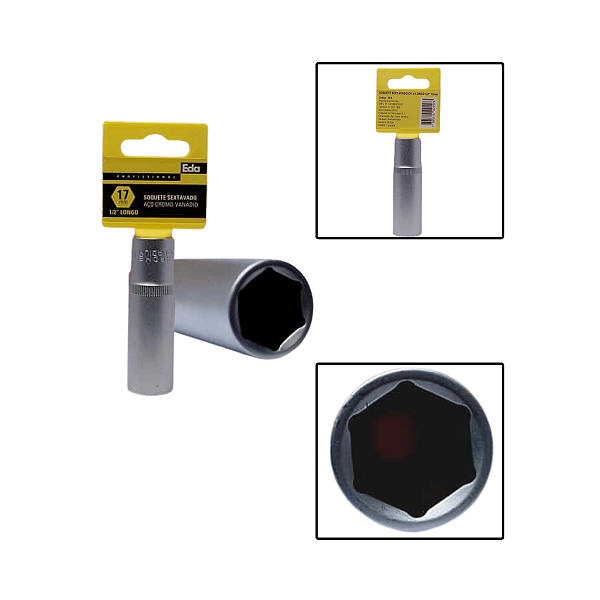Soquete Sextavado Crv Longo 1/2" 17mm Fosco