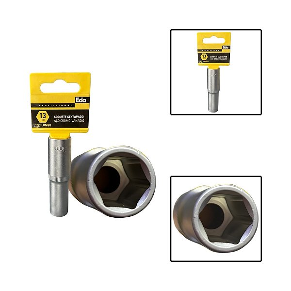 Soquete Sextavado Crv Longo 1/2" 13mm Fosco