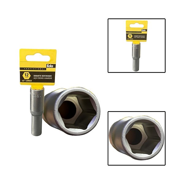 Soquete Sextavado Crv Longo 1/2" 12mm Fosco